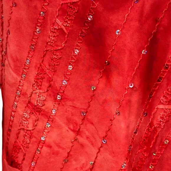 Only Nine Woman Knit Top Blouse Sz 2X Orange Sequins Stretch Pullover 3/4 Sleeve - Picture 3 of 8